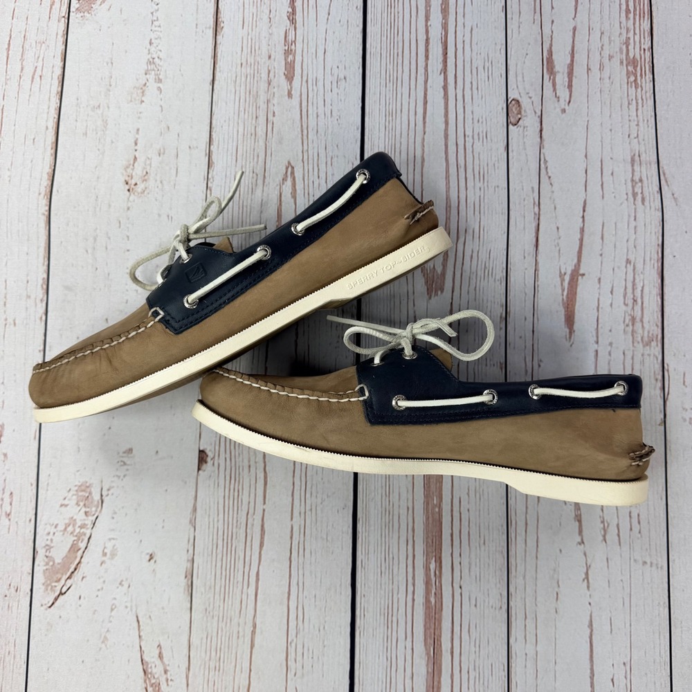 Sperry Top-Sider Mens 13M Brown Navy Leather Boat Shoes 0193023 Deck Shoes